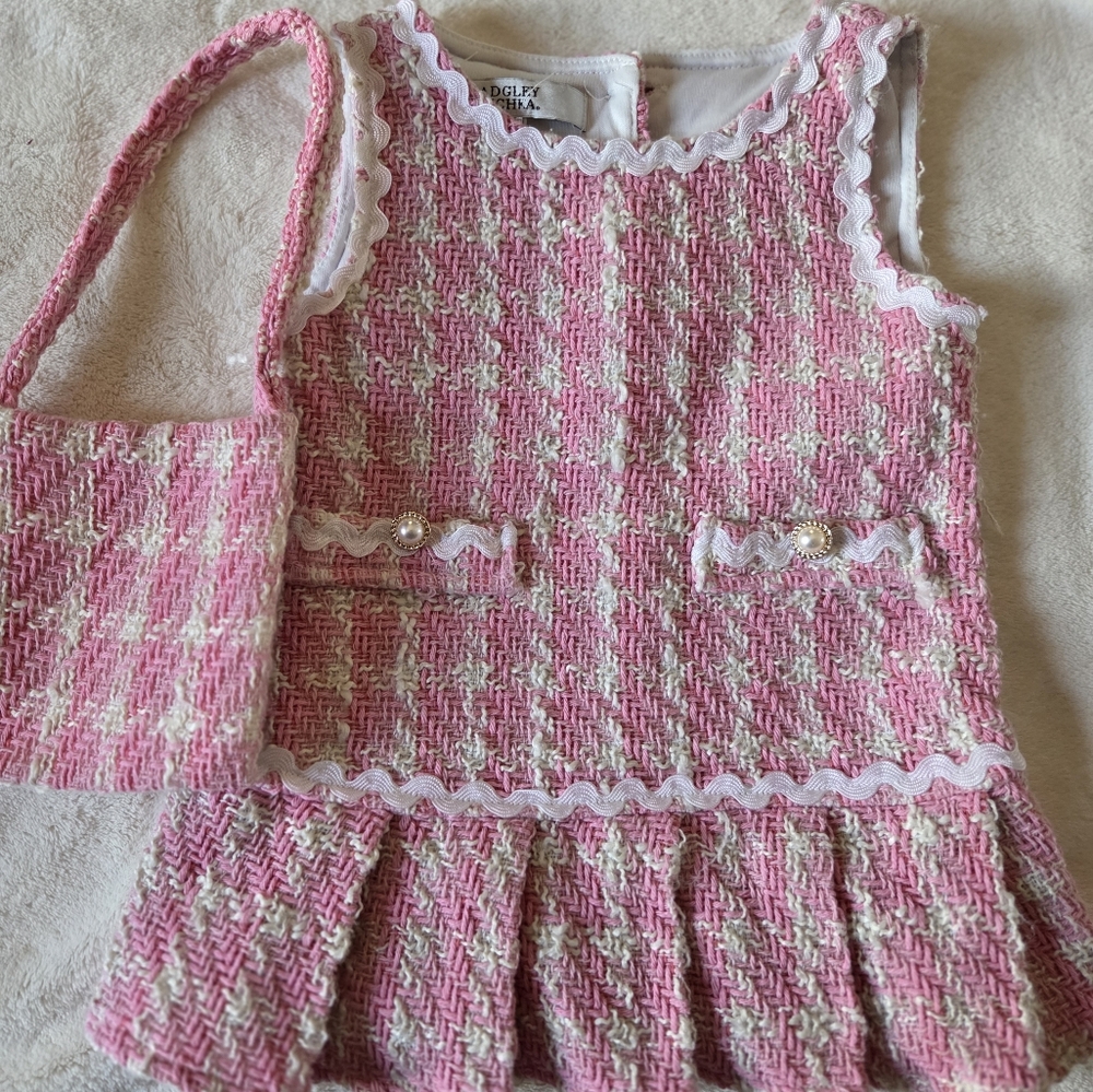 Badgley Mischka Pink Tweed Kids Bag Set